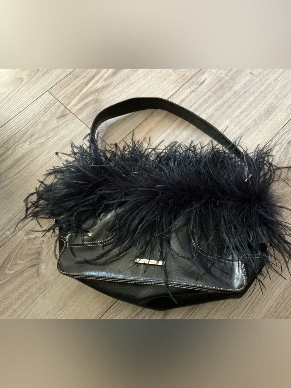 NWOT Nine West Faux Ostrich Feather Purse